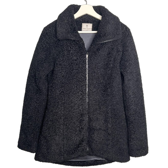 Dudley Stephens Sherpa Fleece Bleeker Collared Full Zip Jacket Black Small - Picture 2 of 7